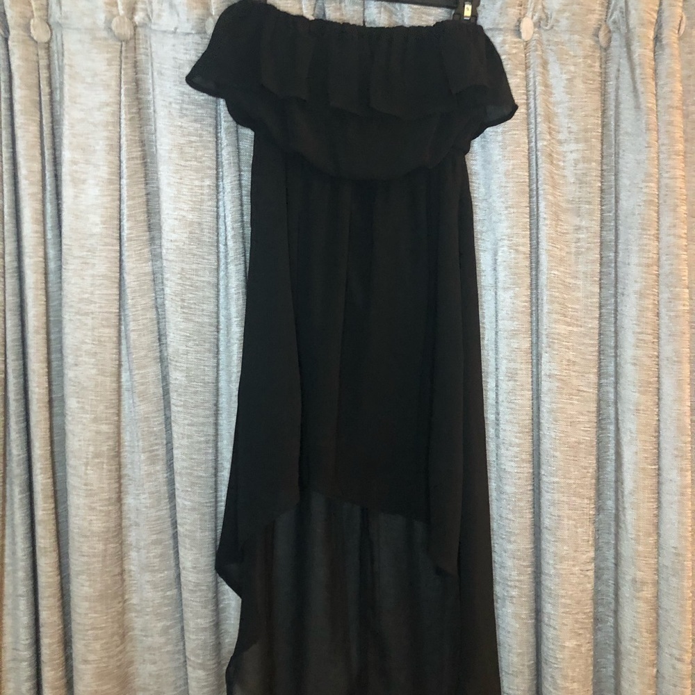 Forever 21 Black Strapless Ruffle High Low Dress